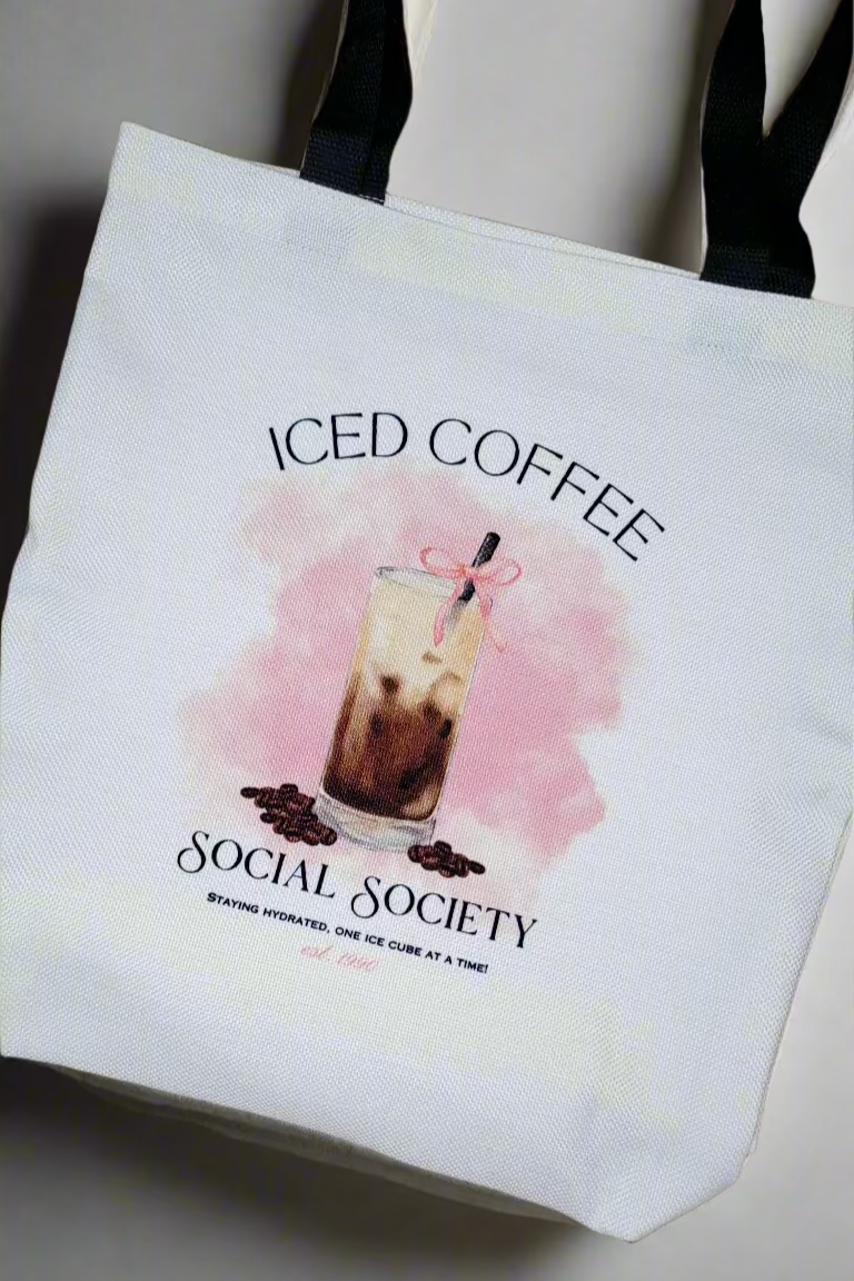 Iced coffee tote bag