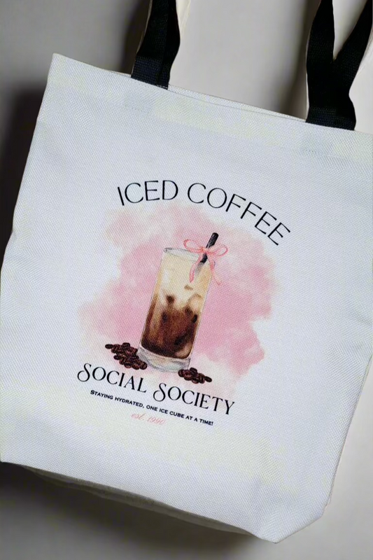 Iced coffee tote bag